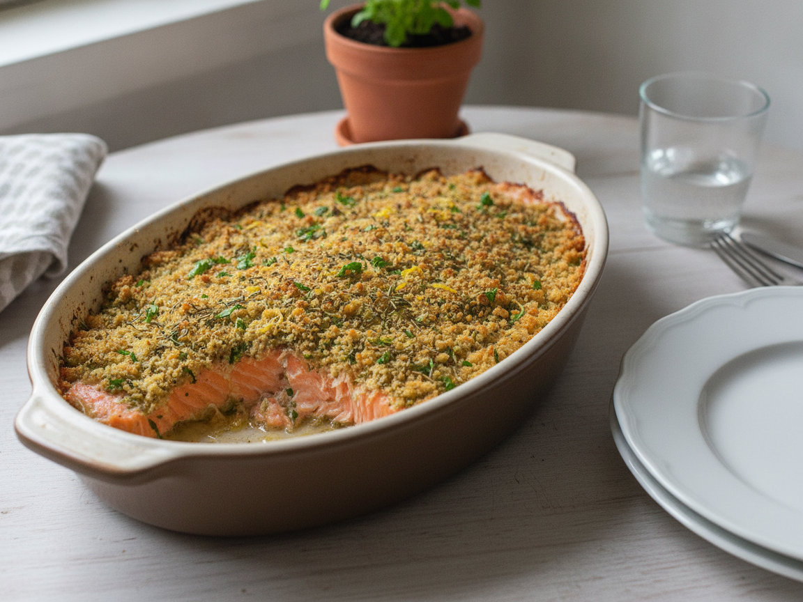 Salmone al forno con crosta di erbe
