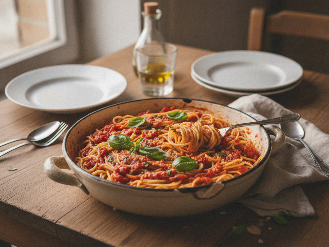 Spaghetti al pomodoro e basilico