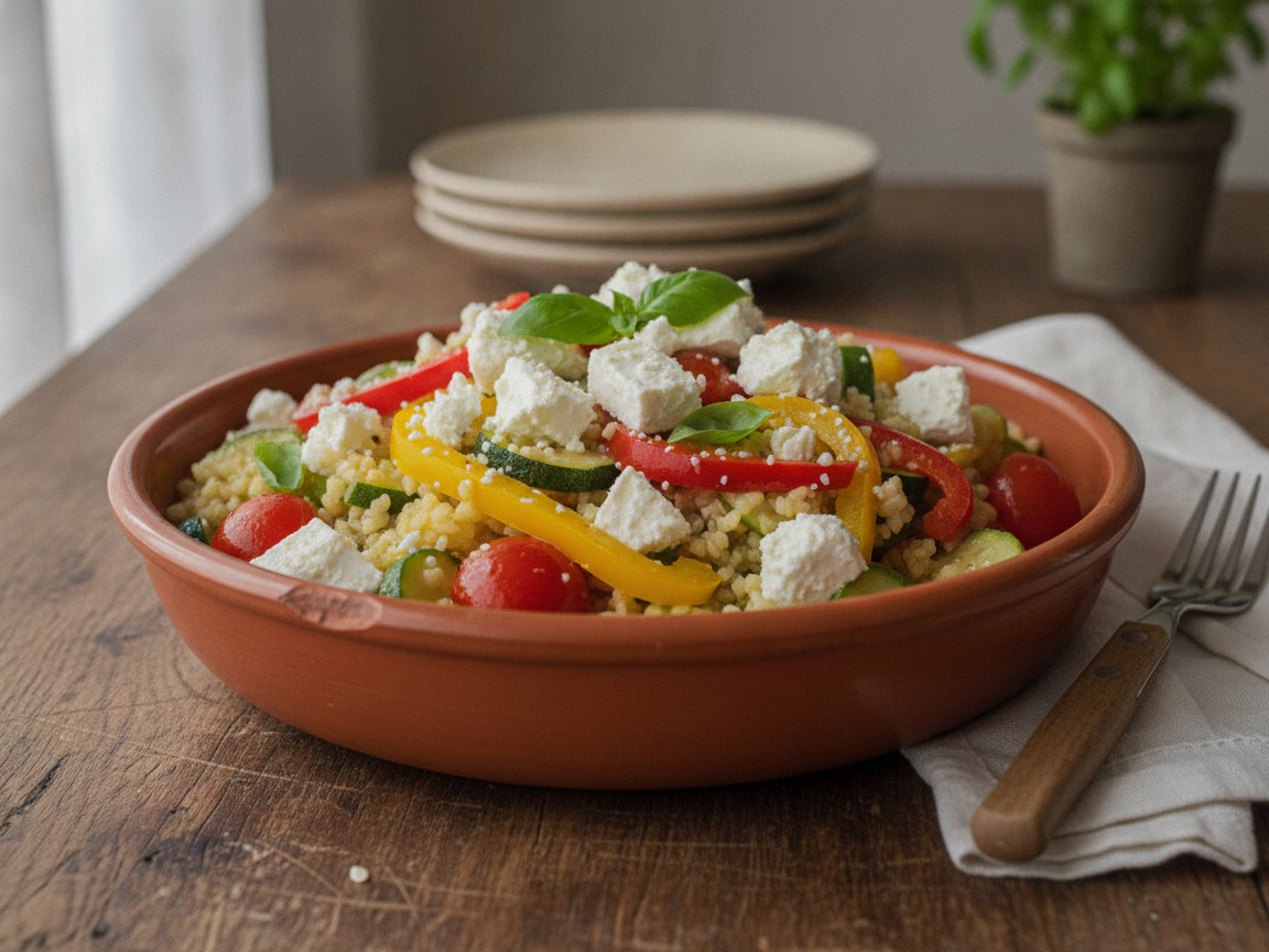 Bulgur con verdure e feta