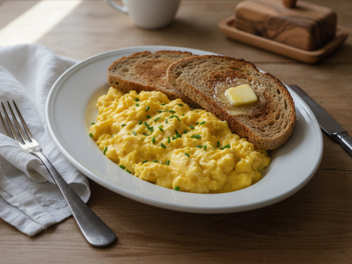 Uova strapazzate con toast integrale