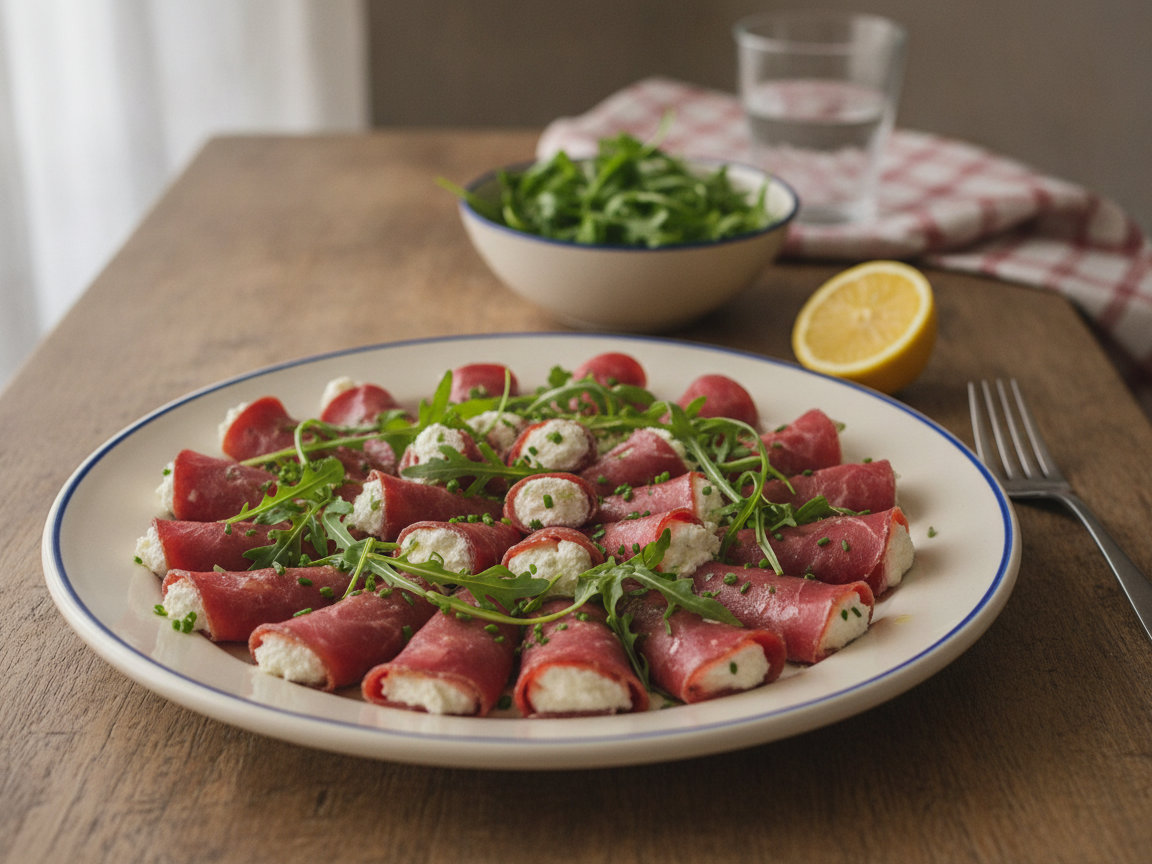 Involtini di bresaola con ricotta e rucola
