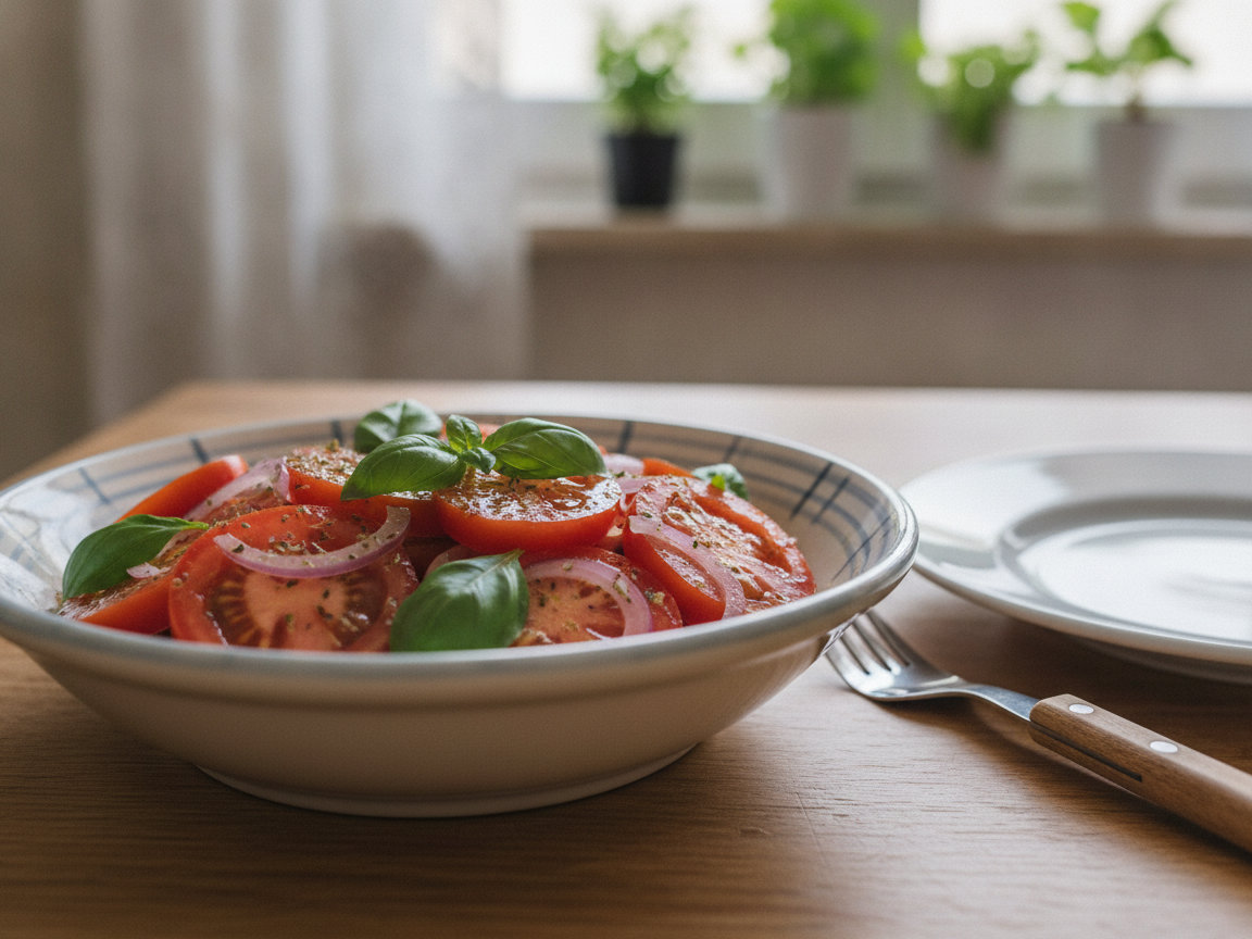 Insalata di pomodori e cipolla rossa