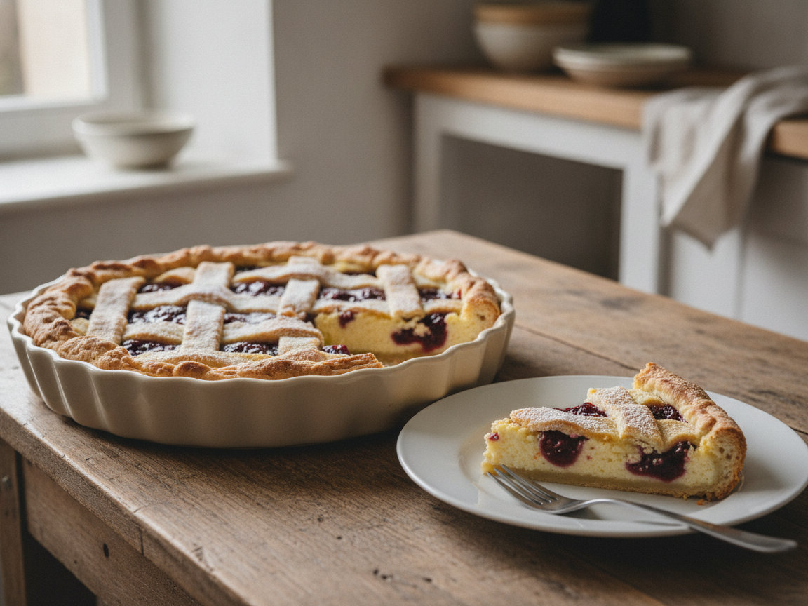 Crostata di ricotta e visciole